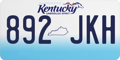 KY license plate 892JKH