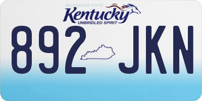 KY license plate 892JKN