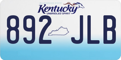 KY license plate 892JLB