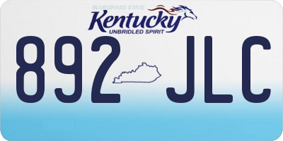 KY license plate 892JLC