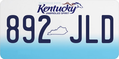 KY license plate 892JLD