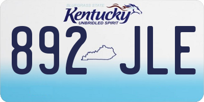 KY license plate 892JLE