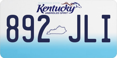 KY license plate 892JLI