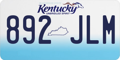 KY license plate 892JLM