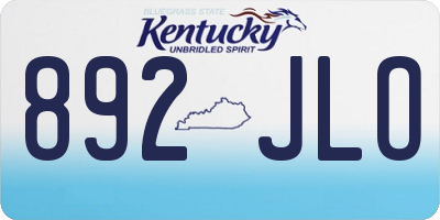 KY license plate 892JLO