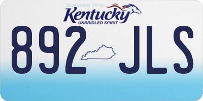 KY license plate 892JLS