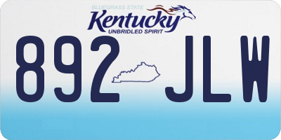 KY license plate 892JLW