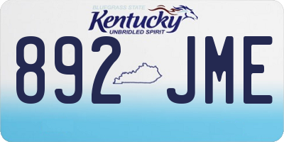 KY license plate 892JME