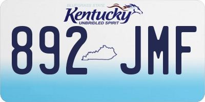 KY license plate 892JMF