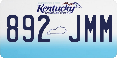 KY license plate 892JMM