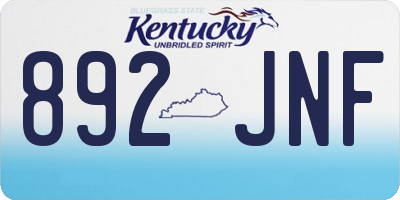 KY license plate 892JNF