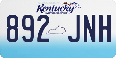 KY license plate 892JNH