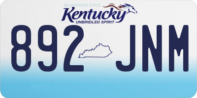 KY license plate 892JNM