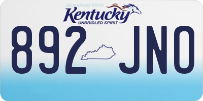 KY license plate 892JNO