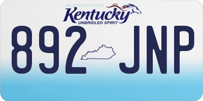 KY license plate 892JNP
