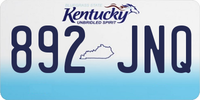 KY license plate 892JNQ