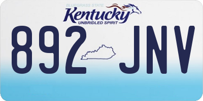 KY license plate 892JNV
