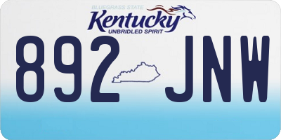 KY license plate 892JNW
