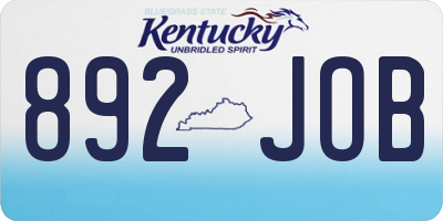 KY license plate 892JOB