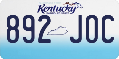 KY license plate 892JOC