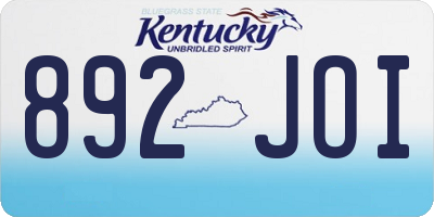KY license plate 892JOI
