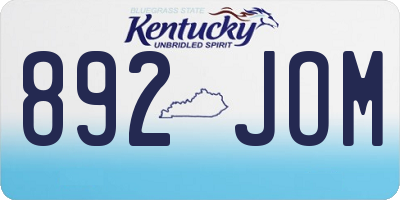 KY license plate 892JOM