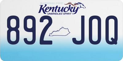 KY license plate 892JOQ