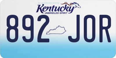 KY license plate 892JOR