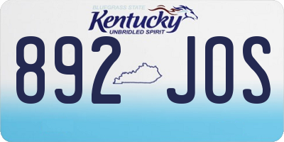 KY license plate 892JOS