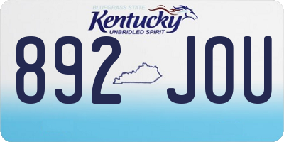 KY license plate 892JOU