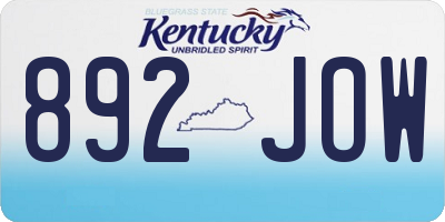 KY license plate 892JOW