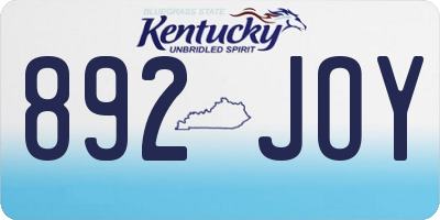 KY license plate 892JOY