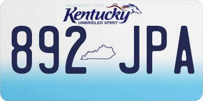 KY license plate 892JPA
