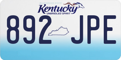 KY license plate 892JPE