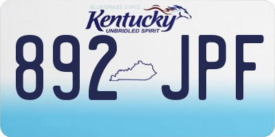KY license plate 892JPF