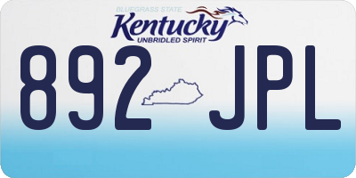 KY license plate 892JPL