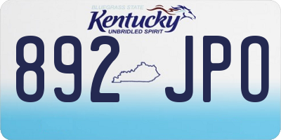 KY license plate 892JPO
