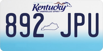 KY license plate 892JPU