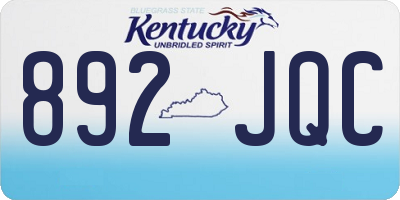 KY license plate 892JQC