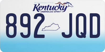 KY license plate 892JQD