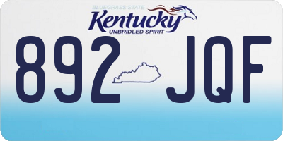 KY license plate 892JQF