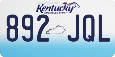 KY license plate 892JQL