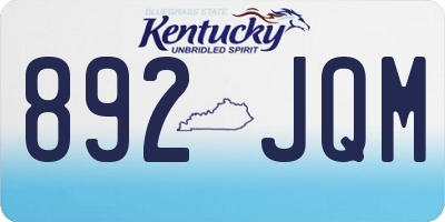 KY license plate 892JQM