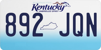 KY license plate 892JQN