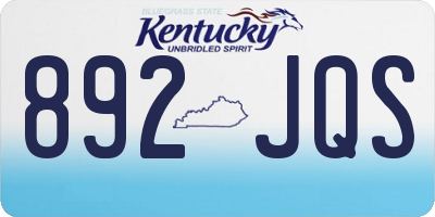 KY license plate 892JQS