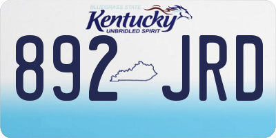 KY license plate 892JRD