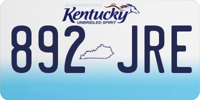 KY license plate 892JRE