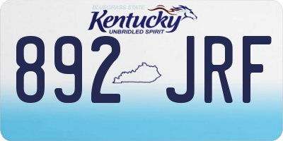 KY license plate 892JRF