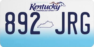 KY license plate 892JRG