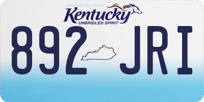 KY license plate 892JRI